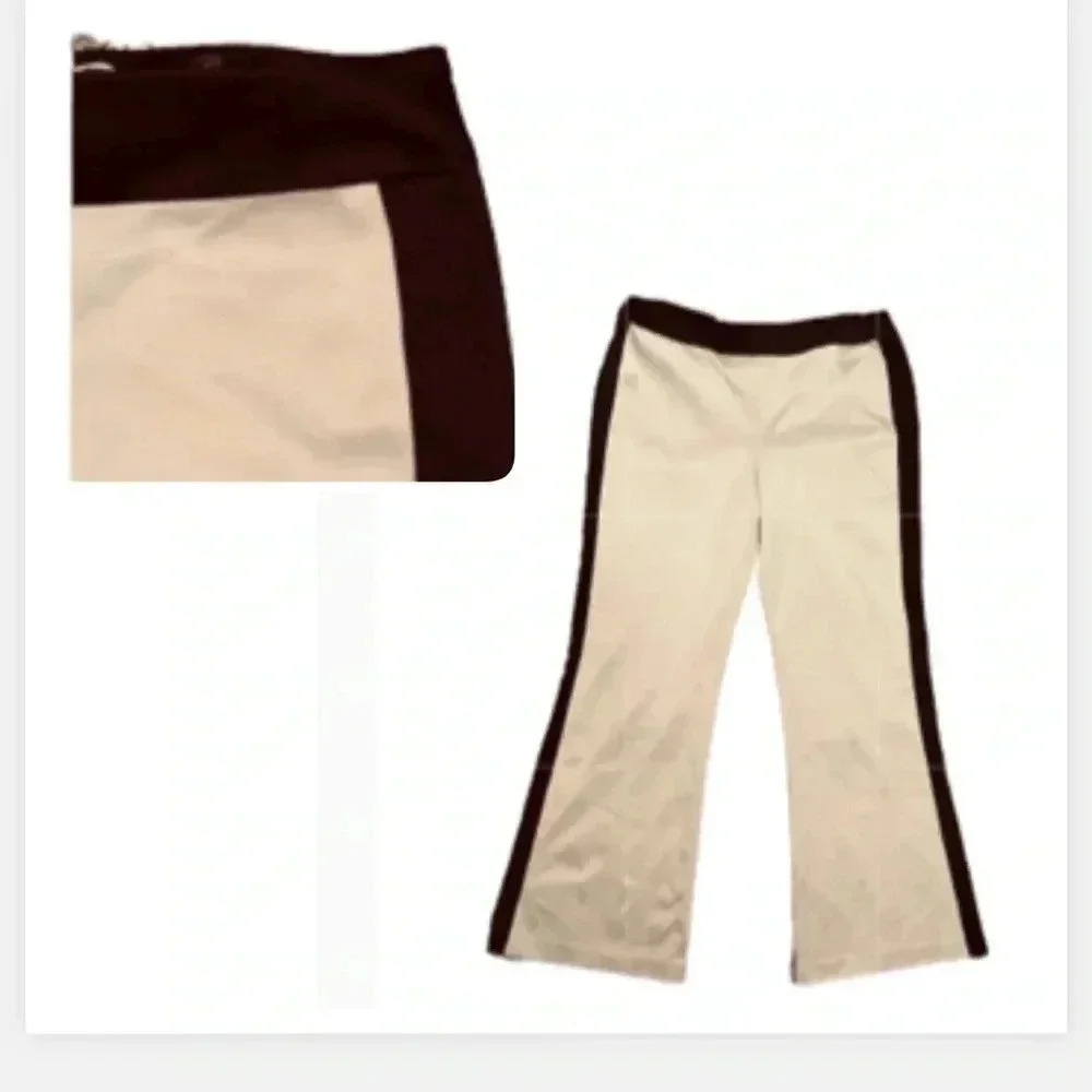 SHAPE FX BOOTCUT DRESS PANTS TAN &‎ BLACK COLOR BLOCK SHAPE WEAR STRETCH SIZE 12